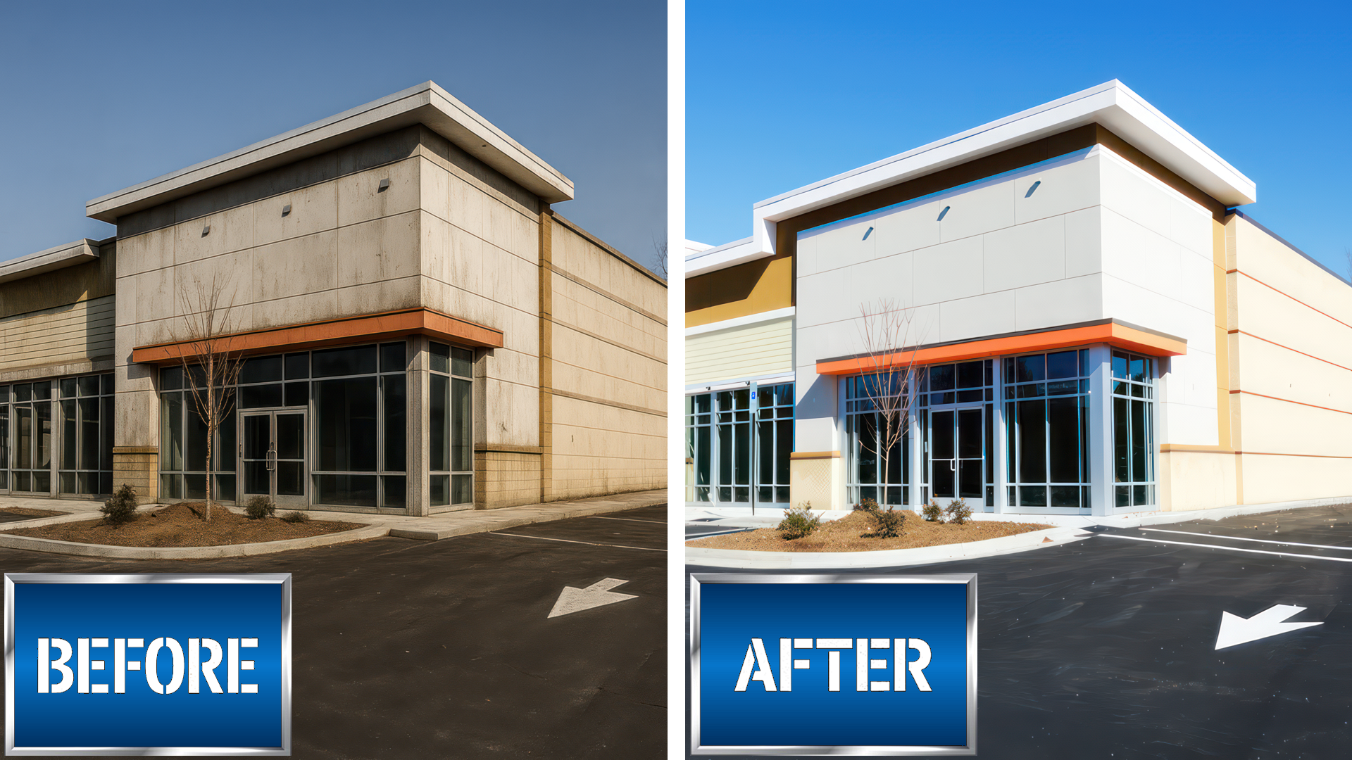 Commercial building exterior cleaning in Riverside
