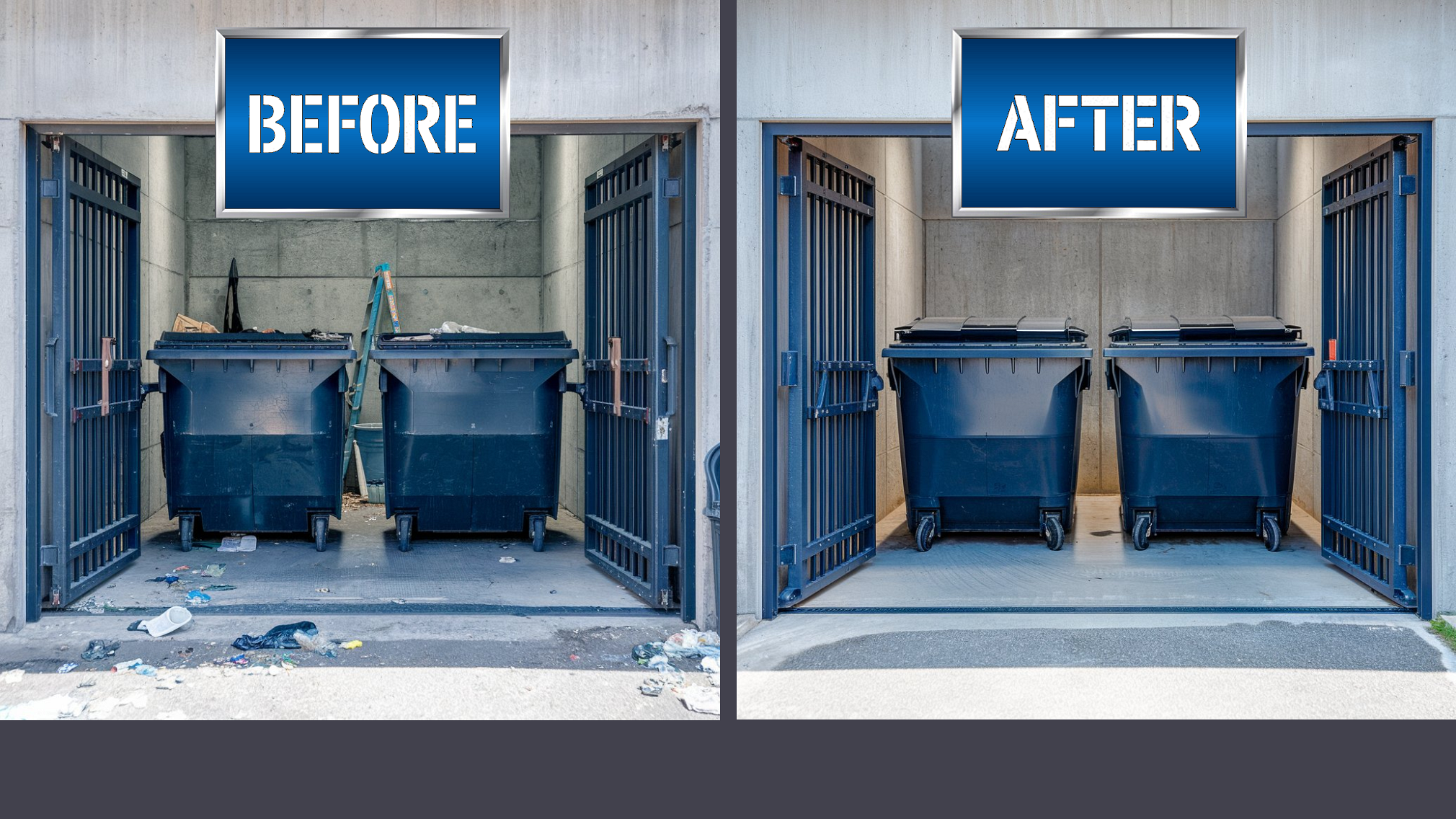 Before and After of Dumpster Pad Cleaning in Riverside, CA